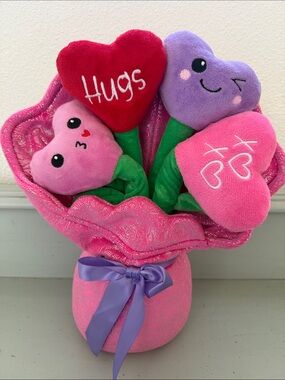 Plush Heart Bouquet - Pink, Red, Purple